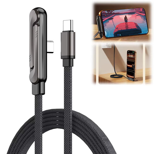 240W 2 Kinds Fast Charging Foldable Bracket Data Cable 2-In-1 Data Wire Foldable Phone Tablet Stand Type-C to Type-C Cable